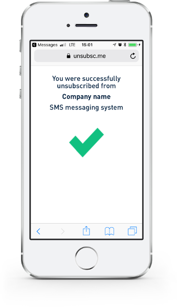 Final page of Opt-Out SMS feature