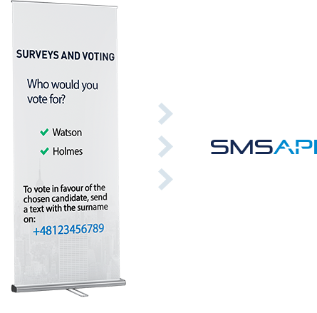 Stand with surveys and voting feature at SMSAPI